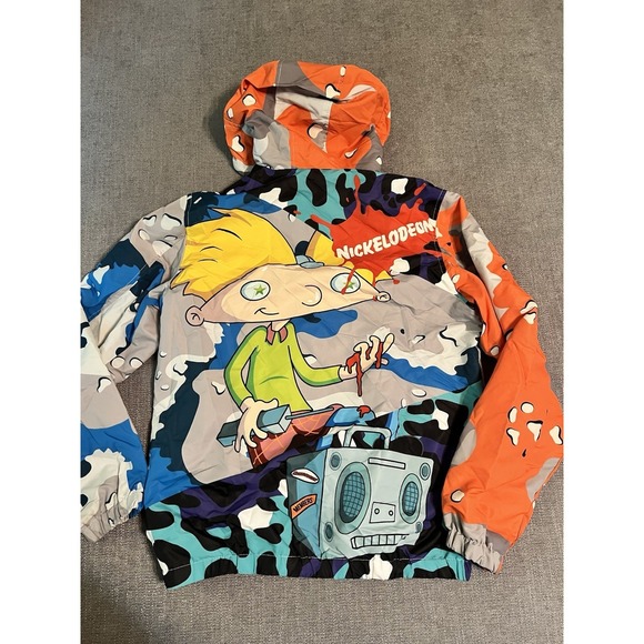 Members Only Nickelodeon Hey Arnold Full Zip Windbreaker Jacket Hooded Size S - Picture 11 of 14